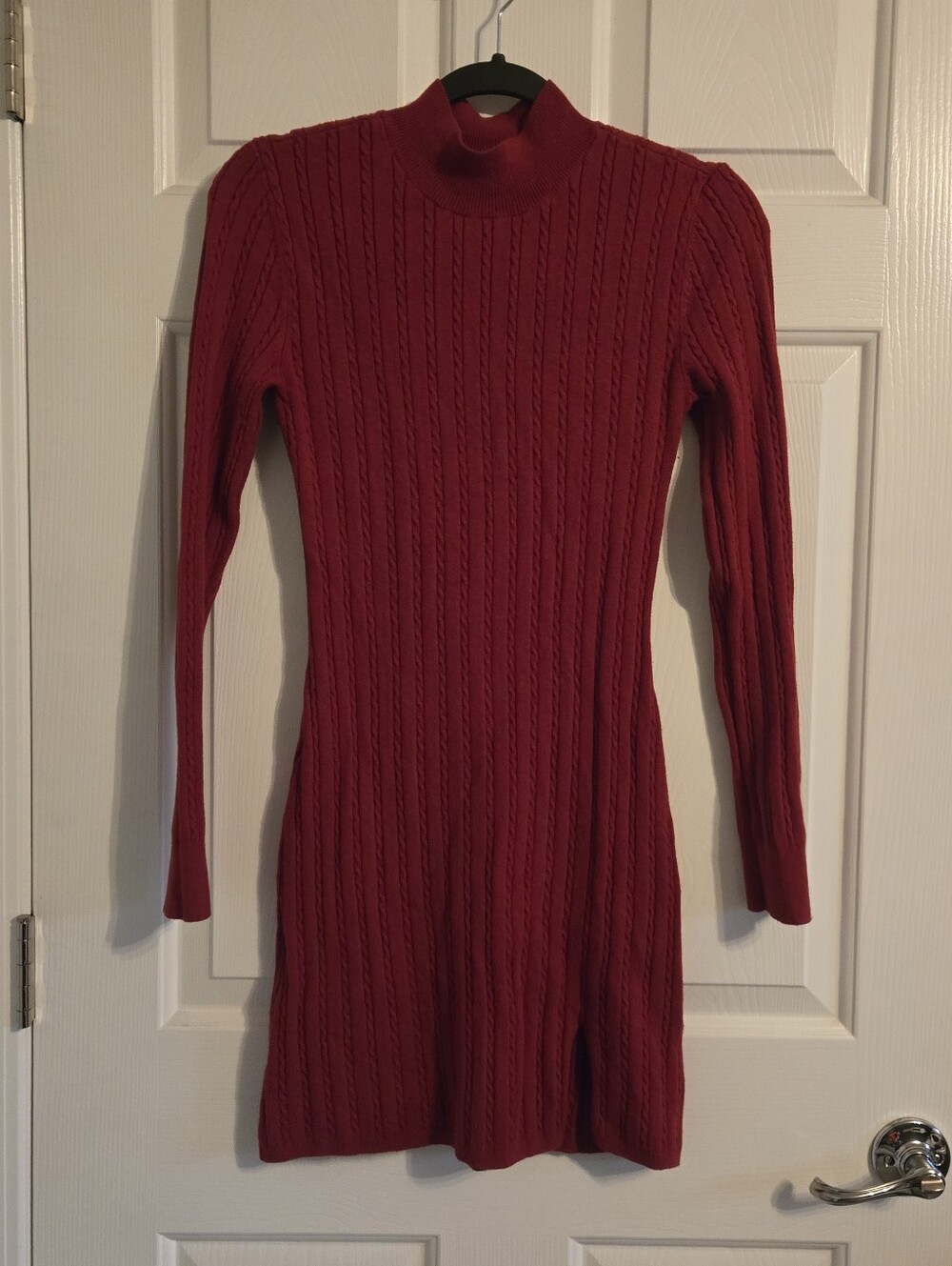 Abercombie & Fitch - Red Cable-Knit Turtleneck Sweater Dress